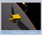 
Celestia permite ver la nave espacial Global Surveyor en órbita sobre Marte, y examinar imágenes de alto detalle de planetas, estrellas y otros sistemas solares. 
