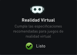 Selecciona la casilla “Realidad Virtual” para hacer la comprobación Selecciona la casilla “Realidad Virtual” para hacer la comprobación