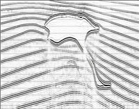 Imagen sísmica obtenida aplicando la tecnología de generación de imágenes de profundidad. Las capas geológicas deben ser analizadas e interpretadas de forma correcta