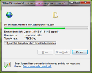 Guarda el archivo SteamInstall en el ordenador. Ejecuta la aplicación