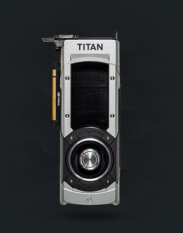 Vista superior de la tarjeta gráfica GeForce GTX TITAN Black
