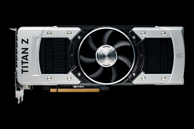 Vista frontal de la tarjeta gráfica GeForce GTX TITAN Z